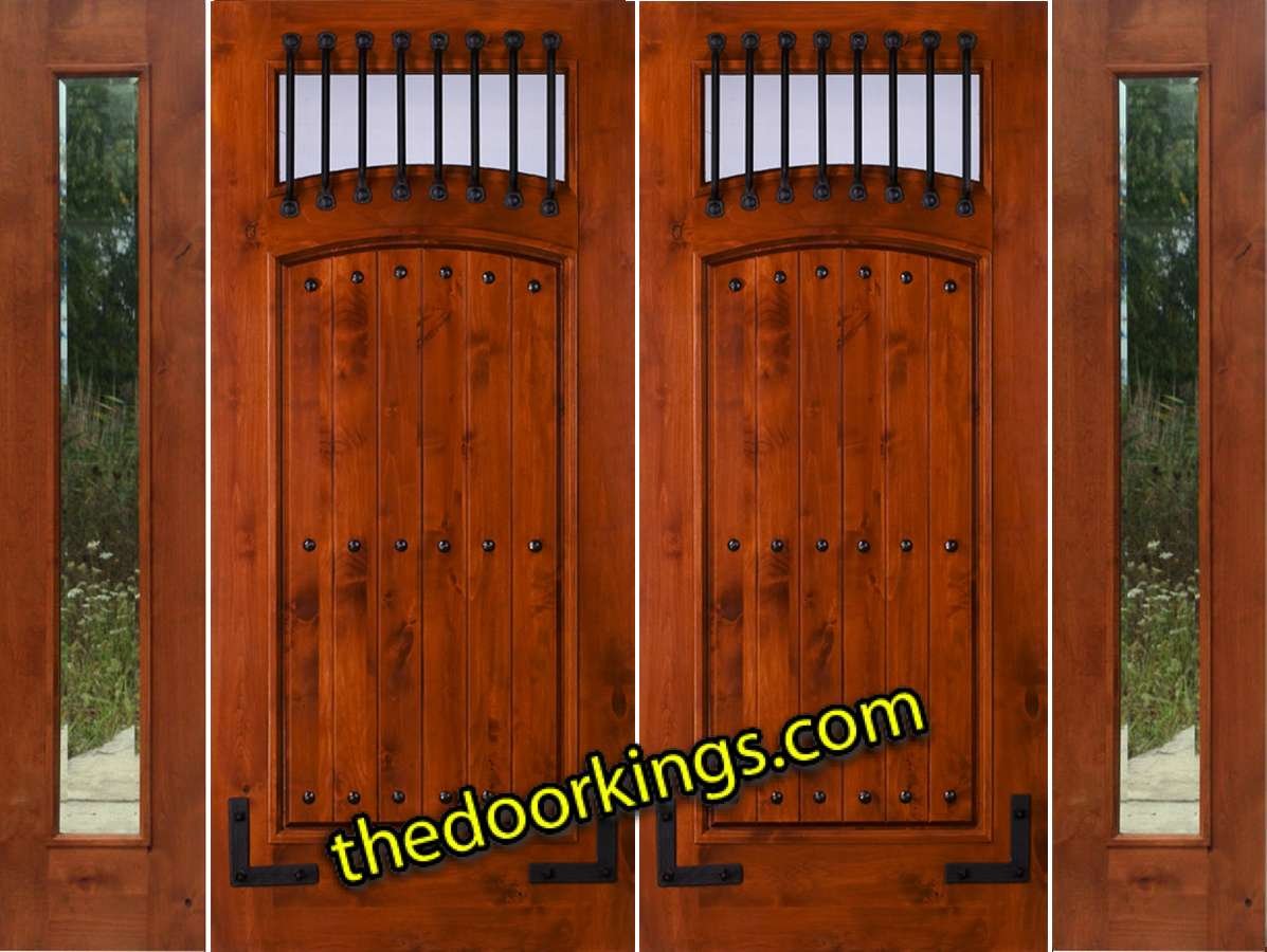 sw64 knotty alder double door with two bevel sidelites